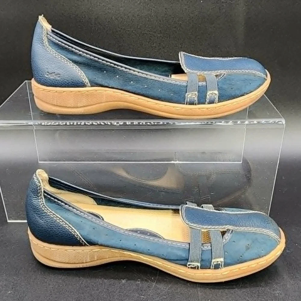 b.o.c. Born Concept‎ Loafers Women Blue 7M Comfort Casual Leather Slip On Flats